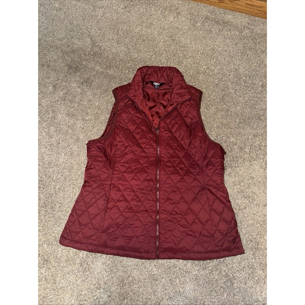Lands’ End Womens’s Vest Feather free Diamond Quilt Insulated XL Burgandy XL